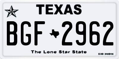 TX license plate BGF2962