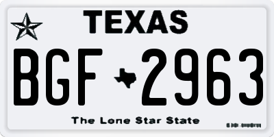 TX license plate BGF2963
