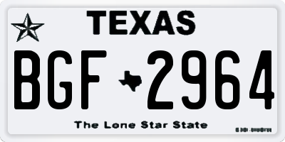TX license plate BGF2964