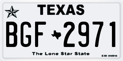 TX license plate BGF2971