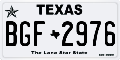 TX license plate BGF2976