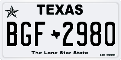 TX license plate BGF2980
