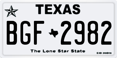 TX license plate BGF2982