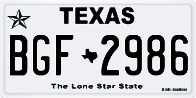 TX license plate BGF2986