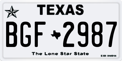TX license plate BGF2987