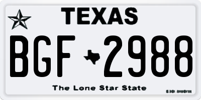 TX license plate BGF2988