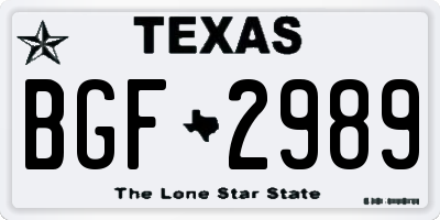 TX license plate BGF2989