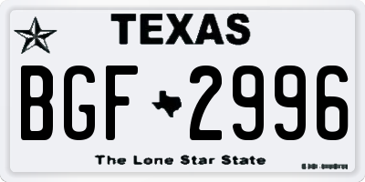 TX license plate BGF2996