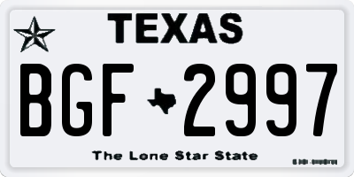 TX license plate BGF2997