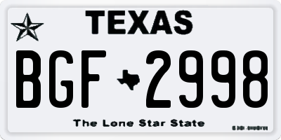 TX license plate BGF2998