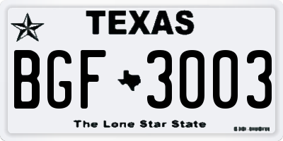 TX license plate BGF3003
