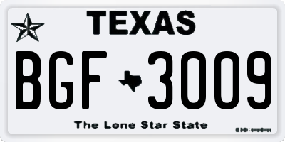 TX license plate BGF3009