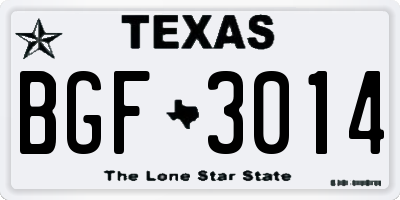 TX license plate BGF3014