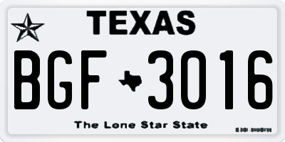 TX license plate BGF3016