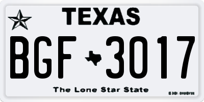 TX license plate BGF3017
