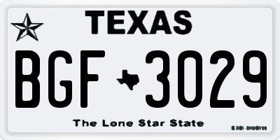 TX license plate BGF3029