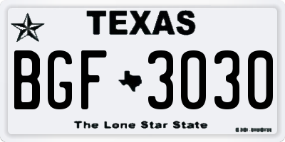 TX license plate BGF3030