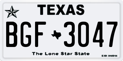 TX license plate BGF3047