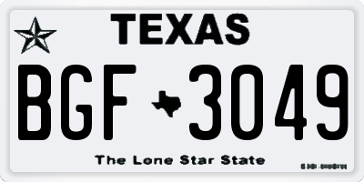 TX license plate BGF3049