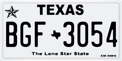TX license plate BGF3054