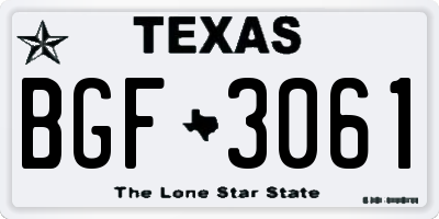 TX license plate BGF3061