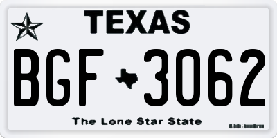 TX license plate BGF3062