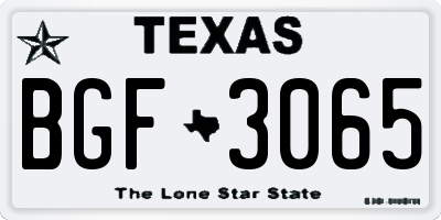 TX license plate BGF3065