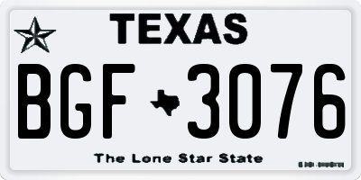 TX license plate BGF3076