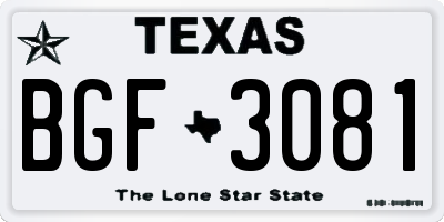 TX license plate BGF3081