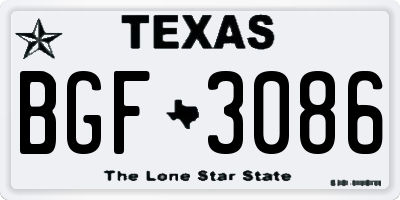 TX license plate BGF3086