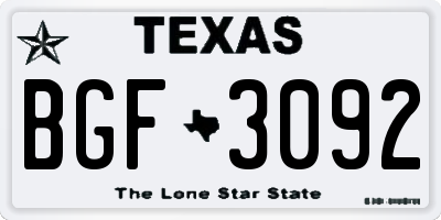 TX license plate BGF3092
