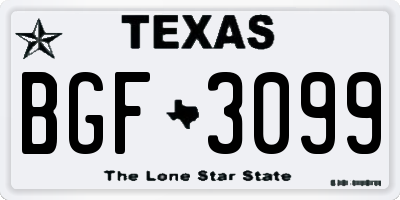 TX license plate BGF3099