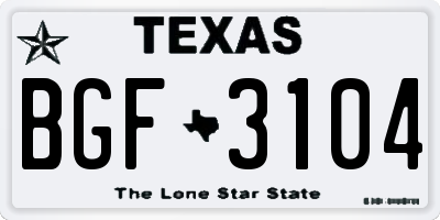 TX license plate BGF3104