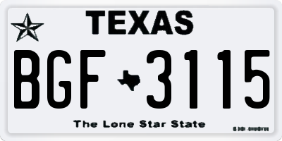 TX license plate BGF3115