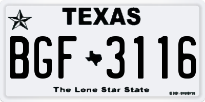 TX license plate BGF3116
