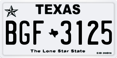 TX license plate BGF3125