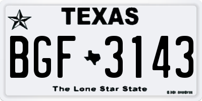 TX license plate BGF3143