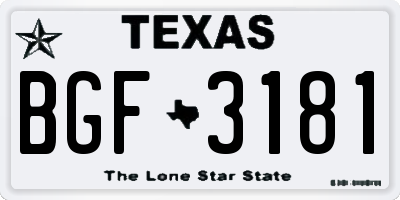 TX license plate BGF3181