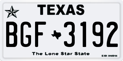 TX license plate BGF3192