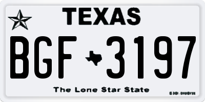 TX license plate BGF3197