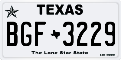 TX license plate BGF3229