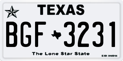 TX license plate BGF3231