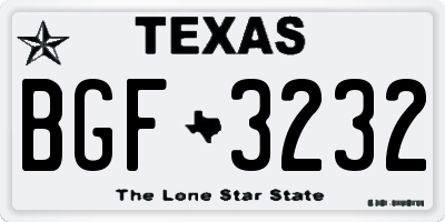 TX license plate BGF3232