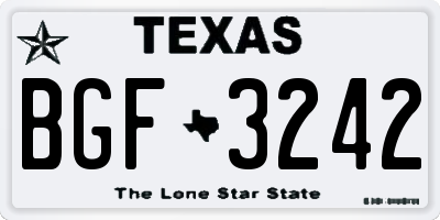 TX license plate BGF3242