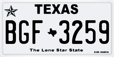 TX license plate BGF3259