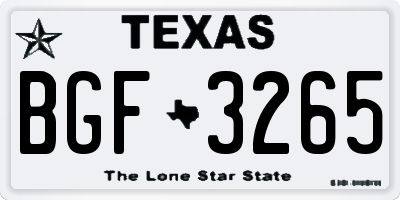 TX license plate BGF3265