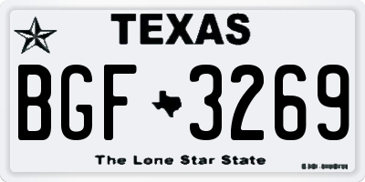 TX license plate BGF3269