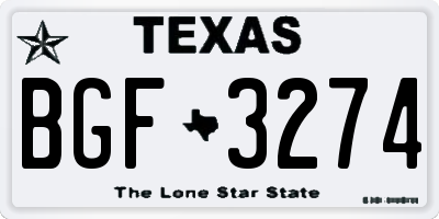 TX license plate BGF3274