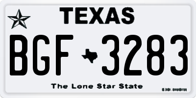 TX license plate BGF3283