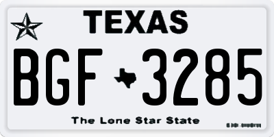 TX license plate BGF3285
